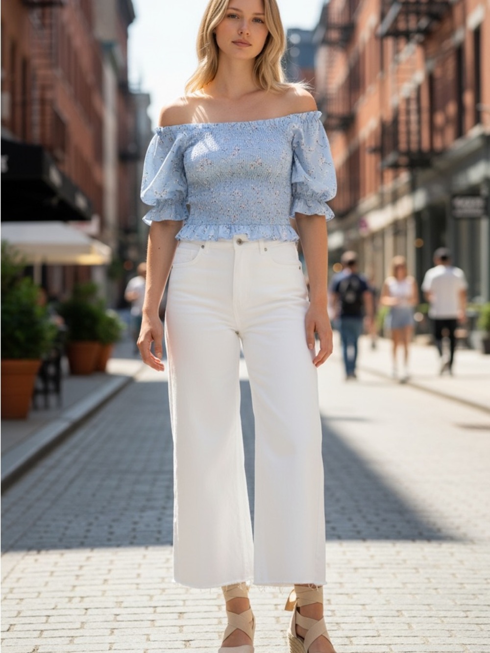 Venus High Waisted Wide Leg White Jeans